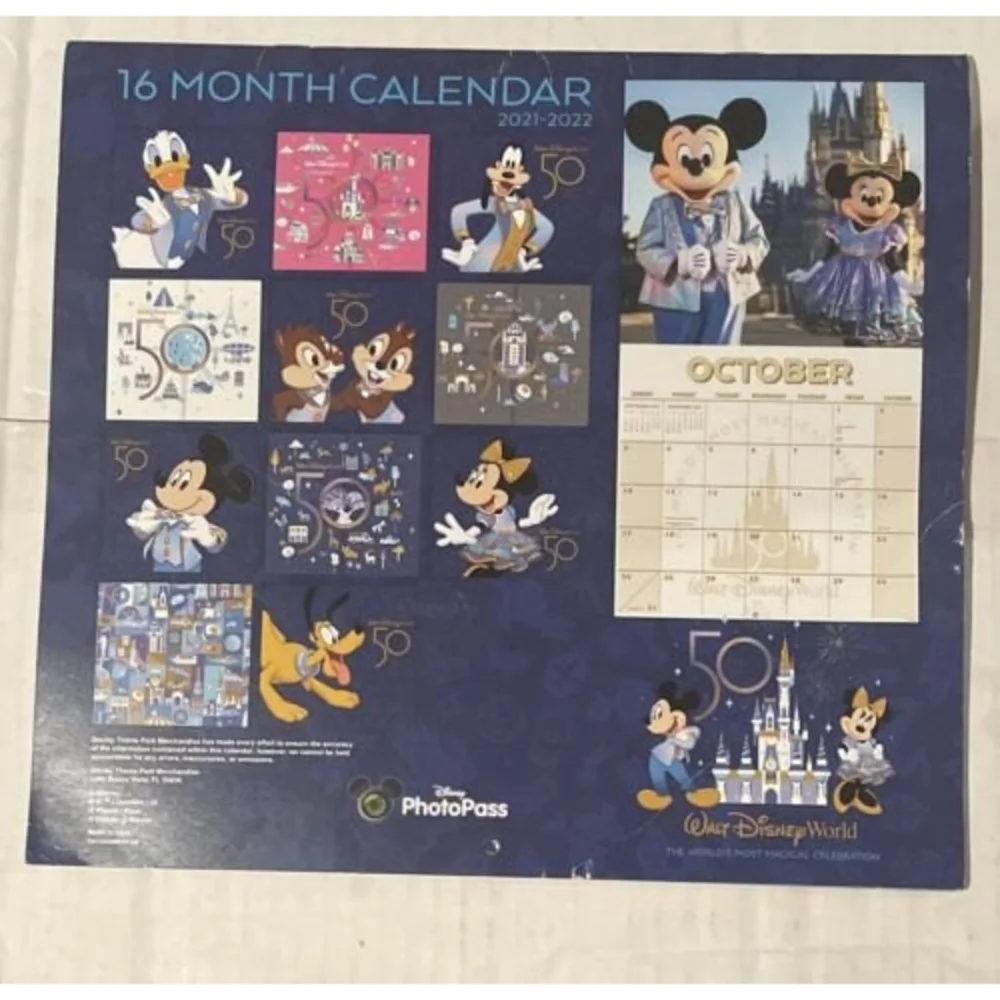 Walt Disney World 50th Anniversary 16 Month Calendar 2021-2022 - NEW Not Sealed